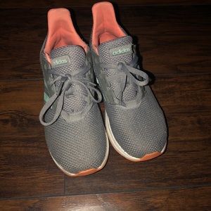Kids Grey & Pink Adidas Sneakers